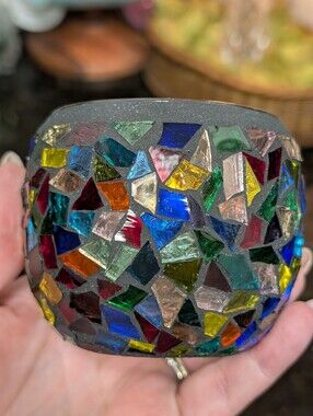 Multicolor Mosaic Glass Candleholder